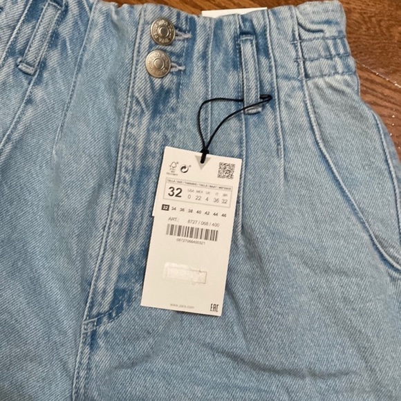 NWT Zara Paperbag denim Jean high waist shorts 00 - Picture 5 of 9